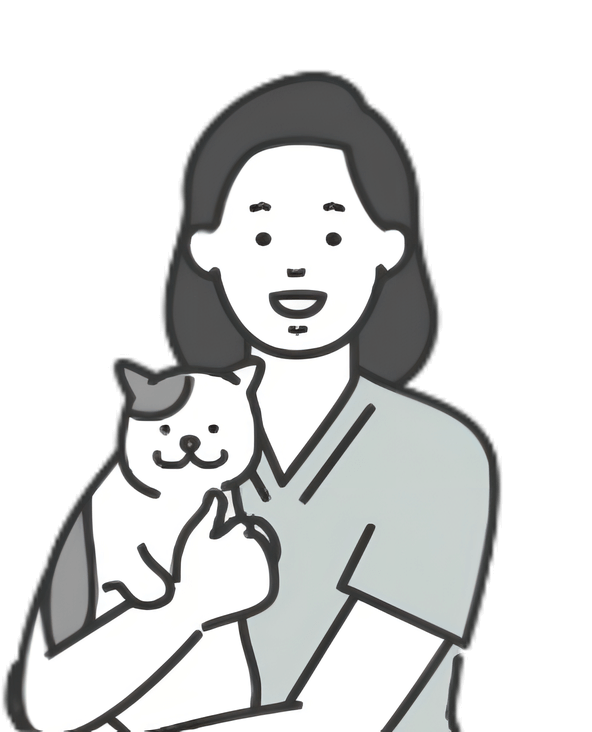 女性と猫